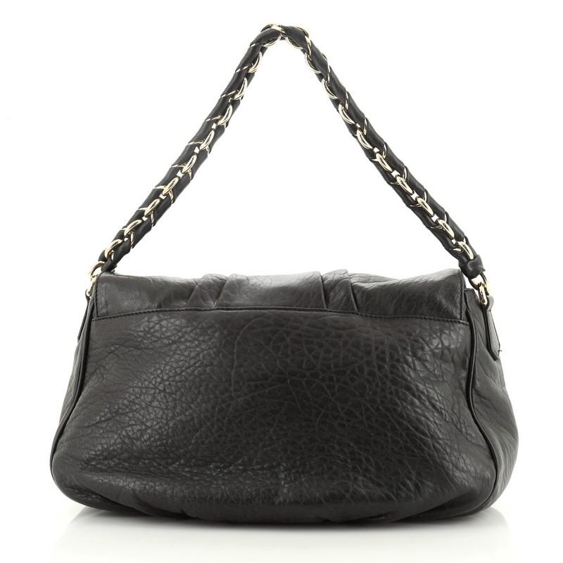 Black Fendi Mia Flap Bag Leather