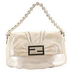 Fendi Mia Flap Bag Metallic Leather