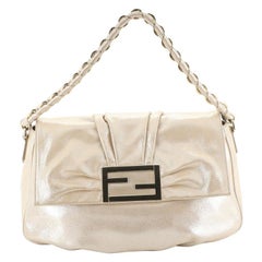 Fendi Mia Flap Bag Metallic Leather 