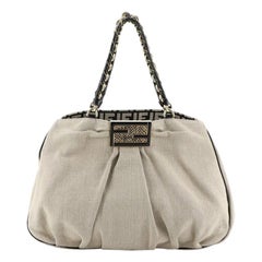 Fendi Mia Tote Canvas with Snakeskin Large