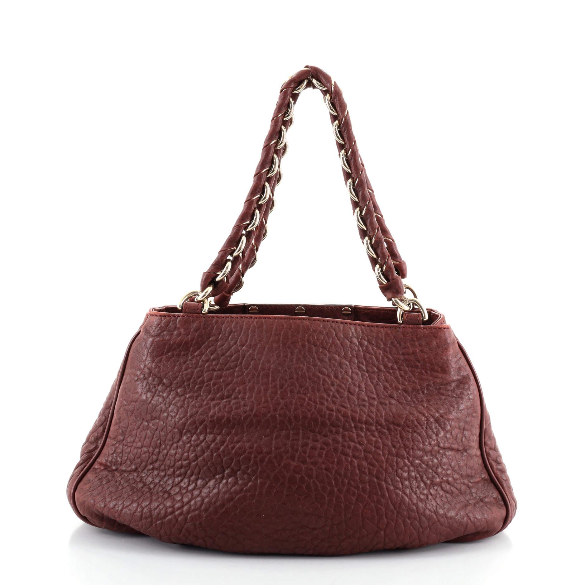 Fendi Mia Tragetasche aus gekörntem Leder Medium (Braun)