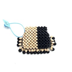 Fendi Micro Acrylic Wood Beaded Pico Baguette Charm Headphone Holder Black natur