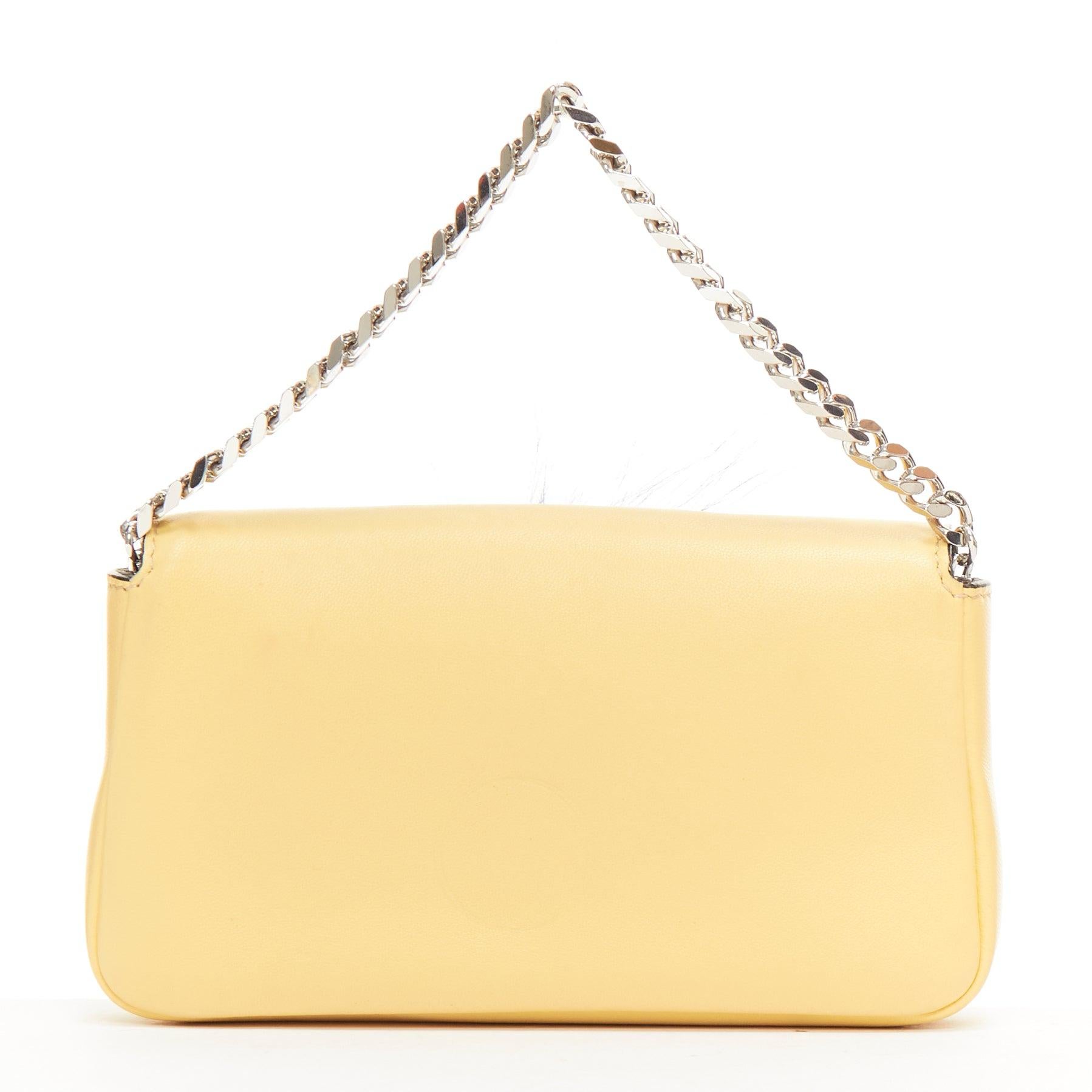 FENDI Micro Baguette butter yellow black fur eye leather top handle bag Pour femmes en vente