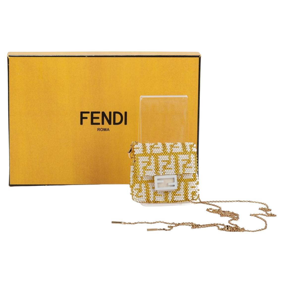 Fendi Micro Baguette-Logo in Gold NIB im Angebot