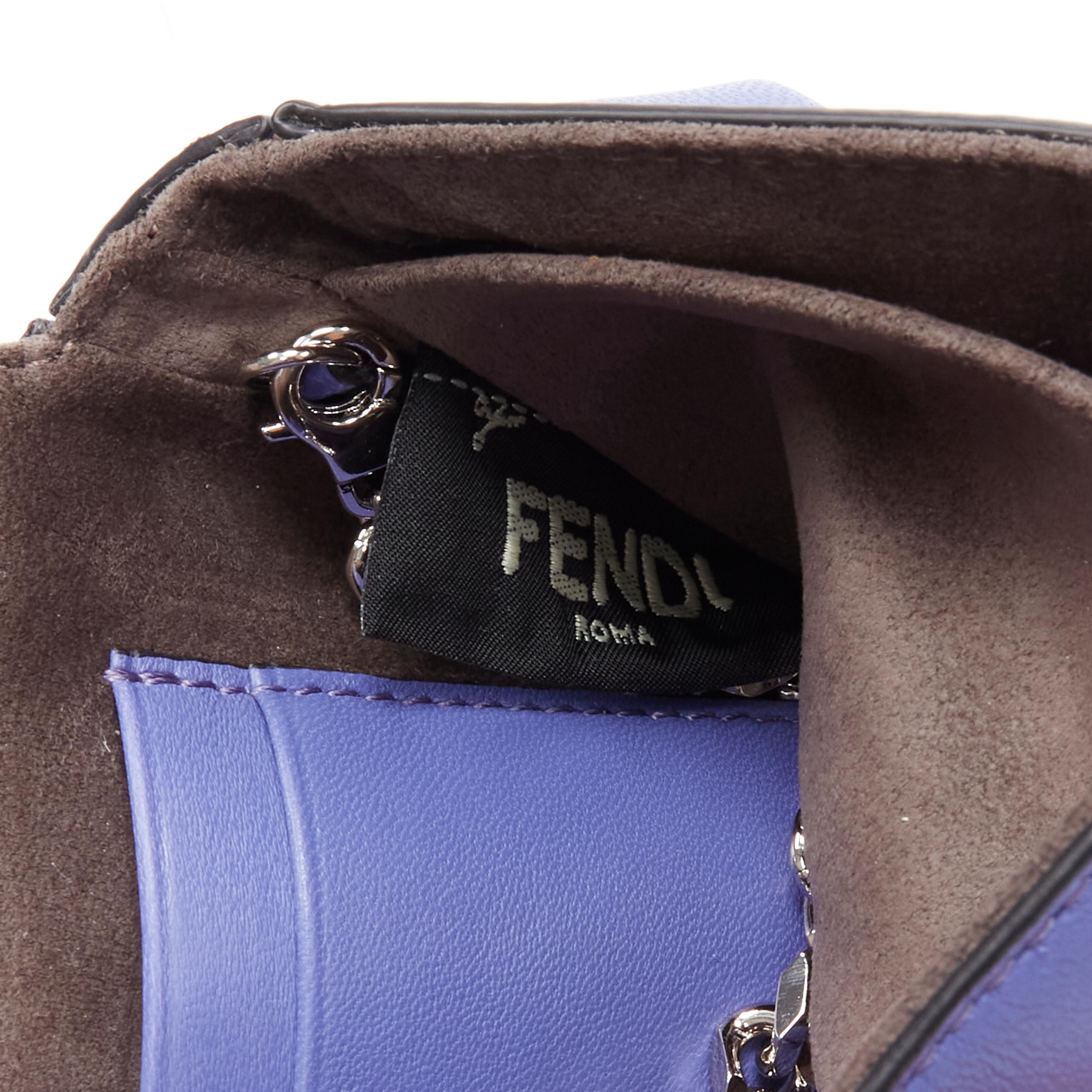 FENDI Micro Baguette Monster Bug furry eye crystal FF flap purple crossbody bag 2