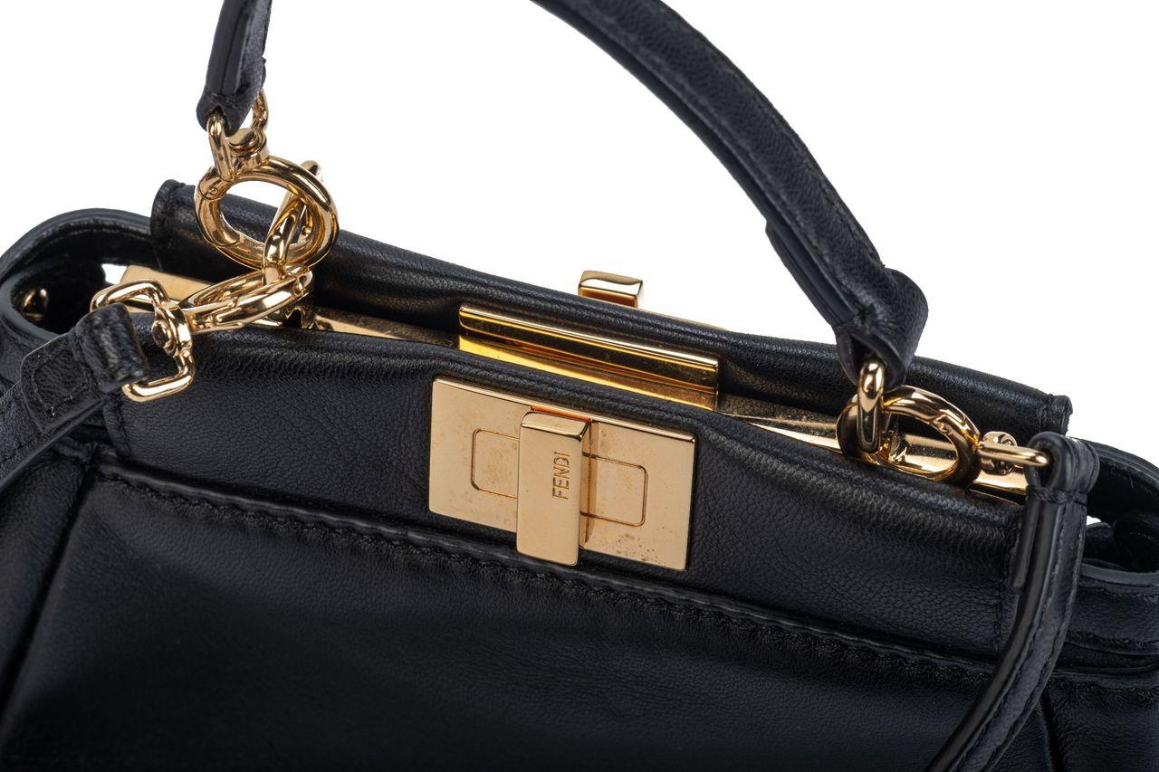 Fendi Micro Black Peekaboo Bag Preloved In Excellent Condition In West Hollywood, CA
