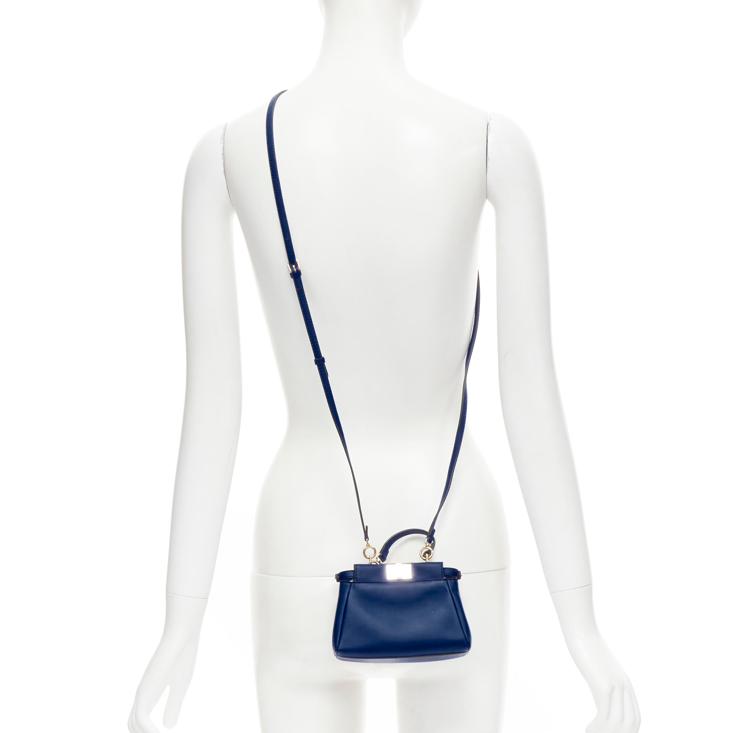 FENDI Micro Peekaboo blue leather gold hardware crossbody bag For Sale 6
