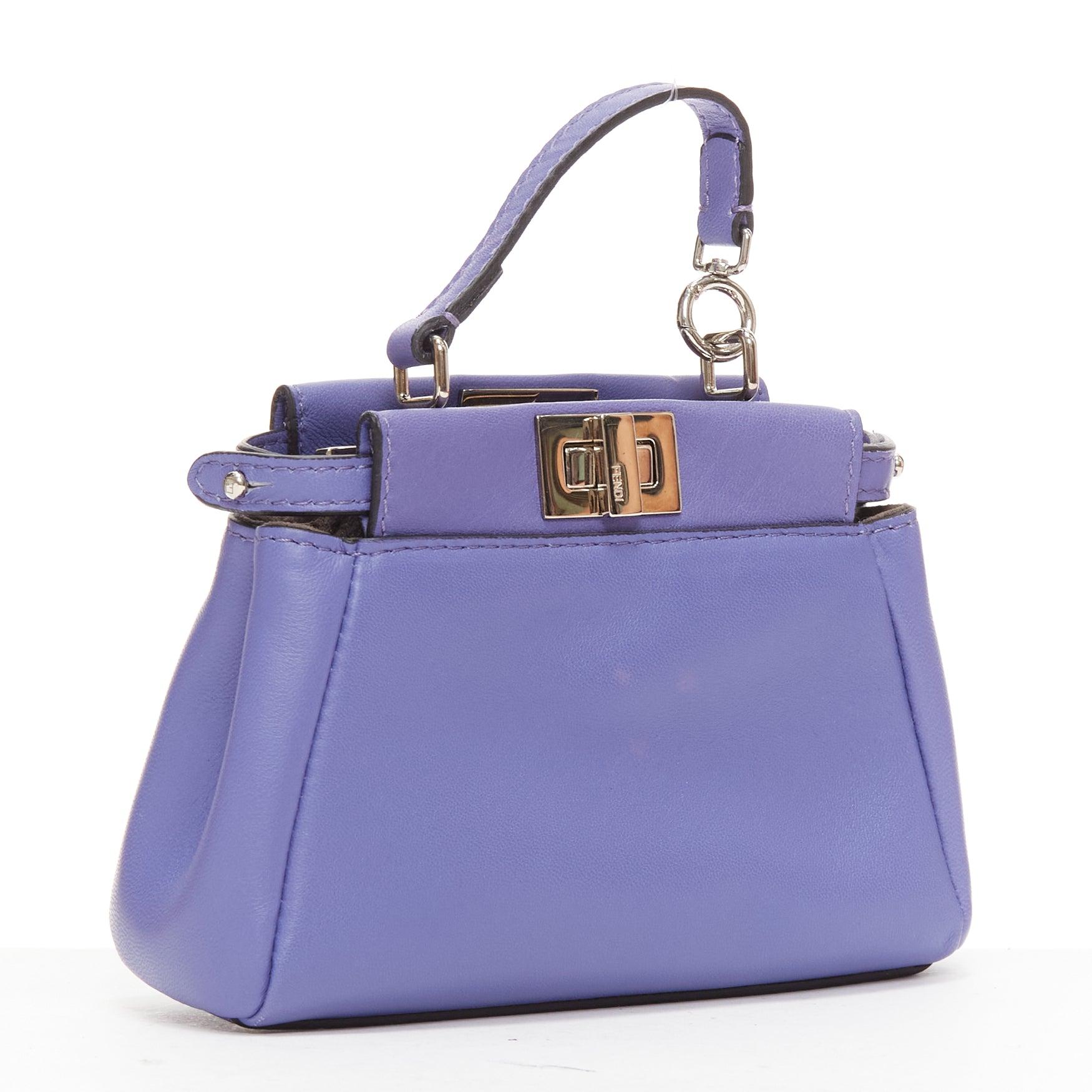 Purple FENDI Micro Peekaboo purple leather turnlock mini crossbody satchel bag For Sale