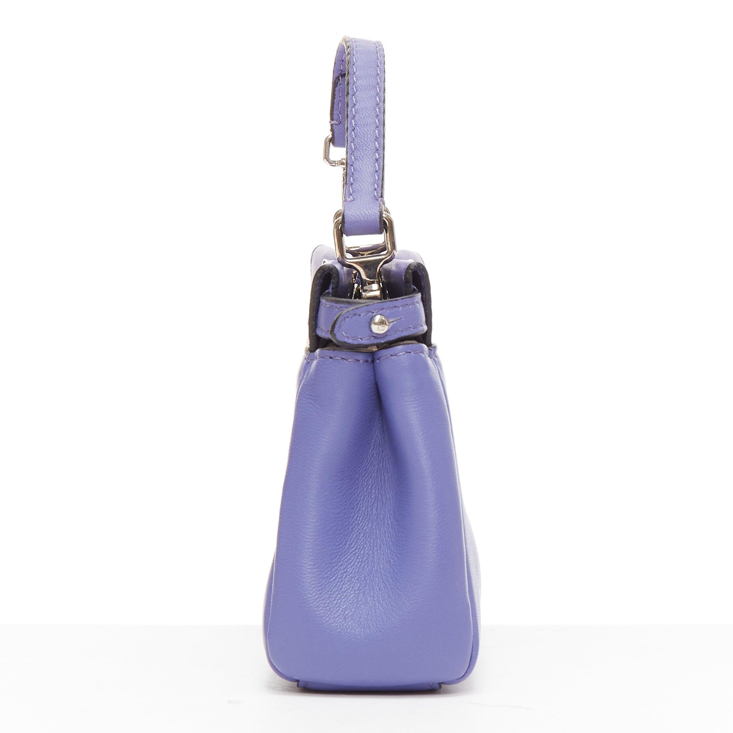 FENDI Micro Peekaboo purple leather turnlock mini crossbody satchel bag In Good Condition For Sale In Hong Kong, NT