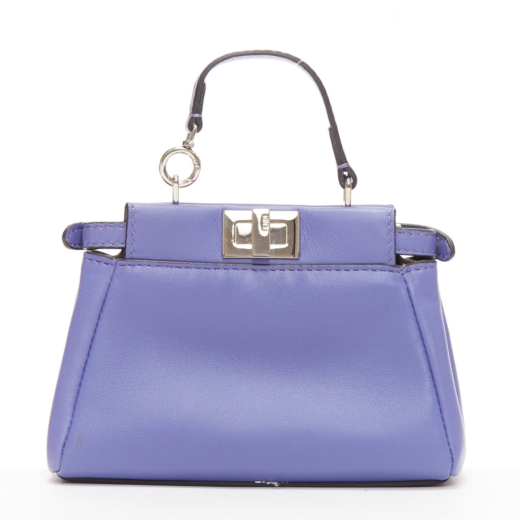 Women's FENDI Micro Peekaboo purple leather turnlock mini crossbody satchel bag For Sale