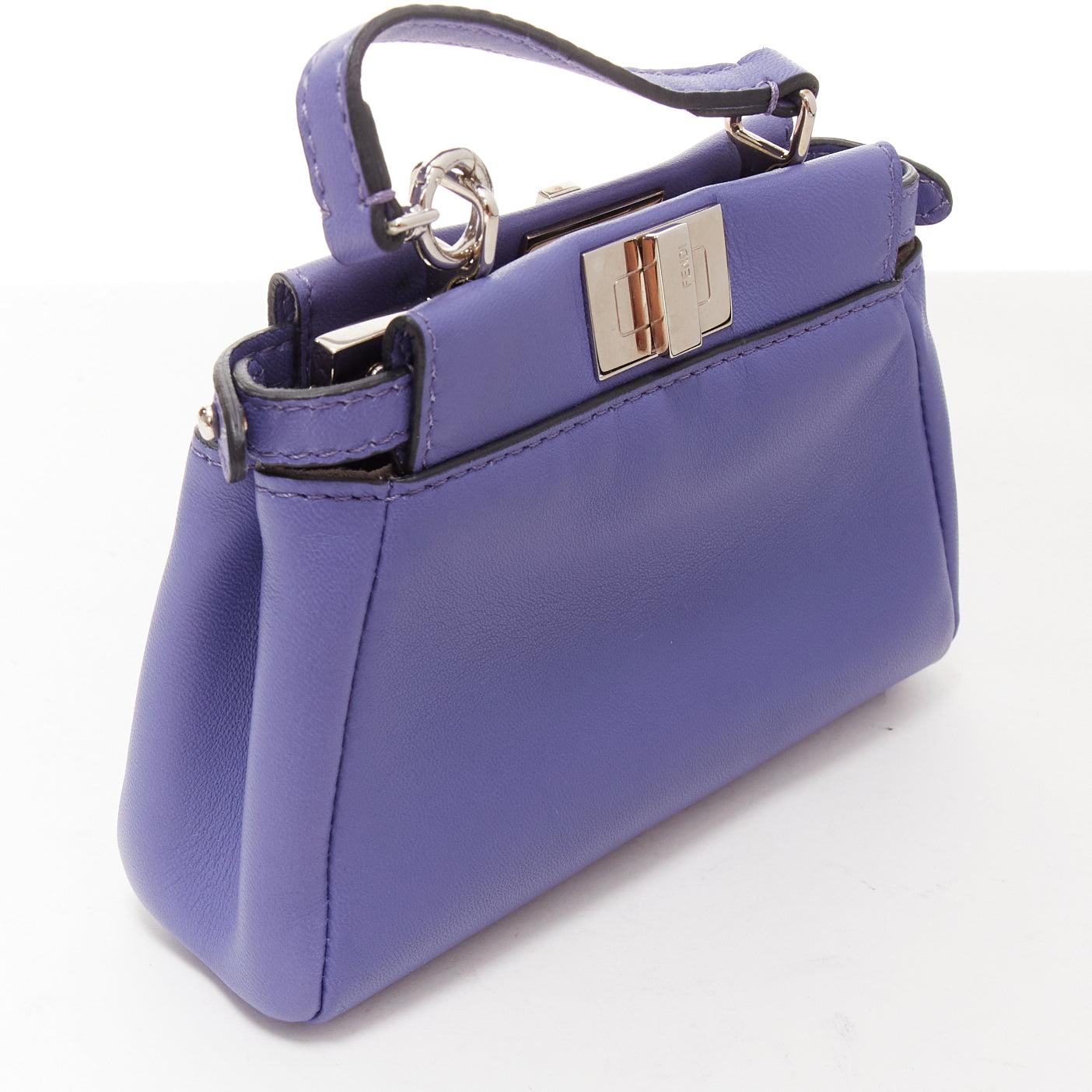 FENDI Micro Peekaboo purple leather turnlock mini crossbody satchel bag For Sale 2