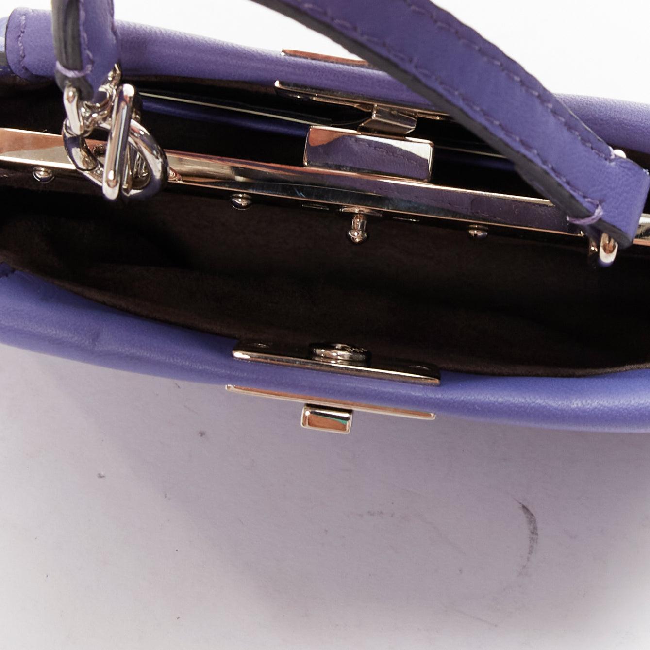 FENDI Micro Peekaboo purple leather turnlock mini crossbody satchel bag For Sale 3