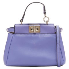 FENDI Micro Peekaboo purple leather turnlock mini crossbody satchel bag