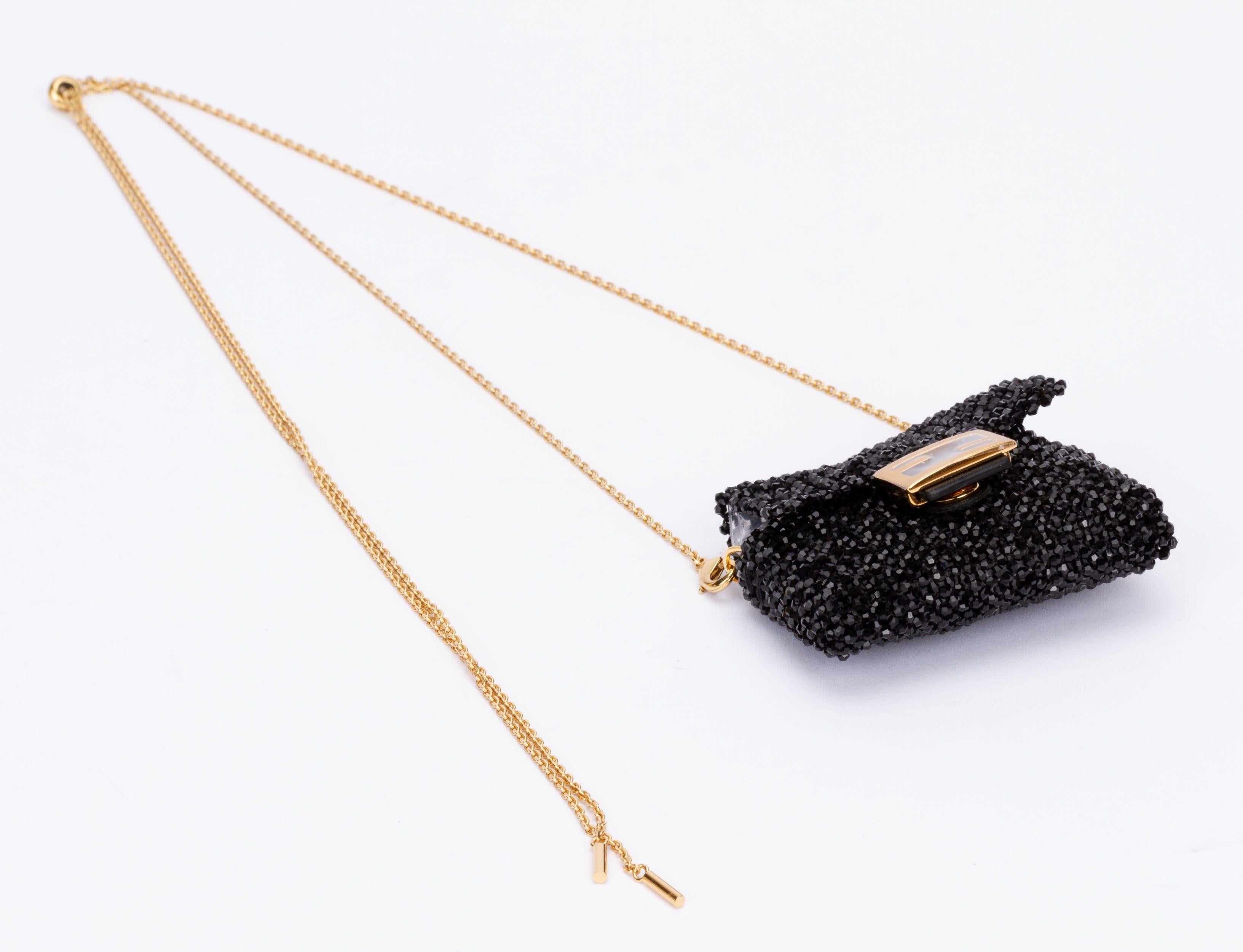 Black Fendi Micro Seabeads Baguette- Necklace For Sale