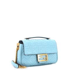 Fendi Midi Baguette Chain Bag Zucca Embossed Leather Medium