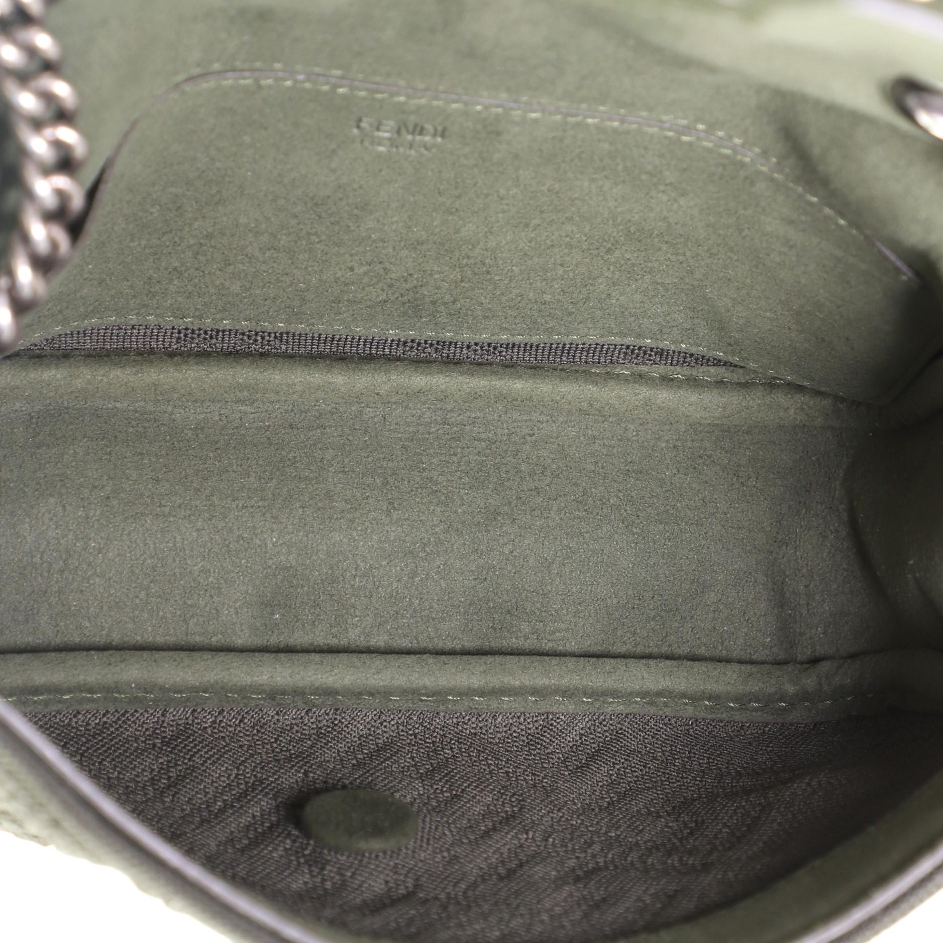 Black Fendi Midi Baguette Chain Bag Zucca Technical Mesh Medium