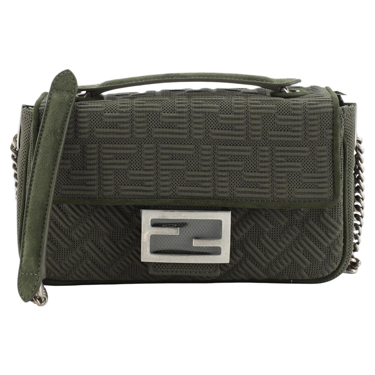 Fendi Midi Baguette Chain Bag Zucca Technical Mesh Medium
