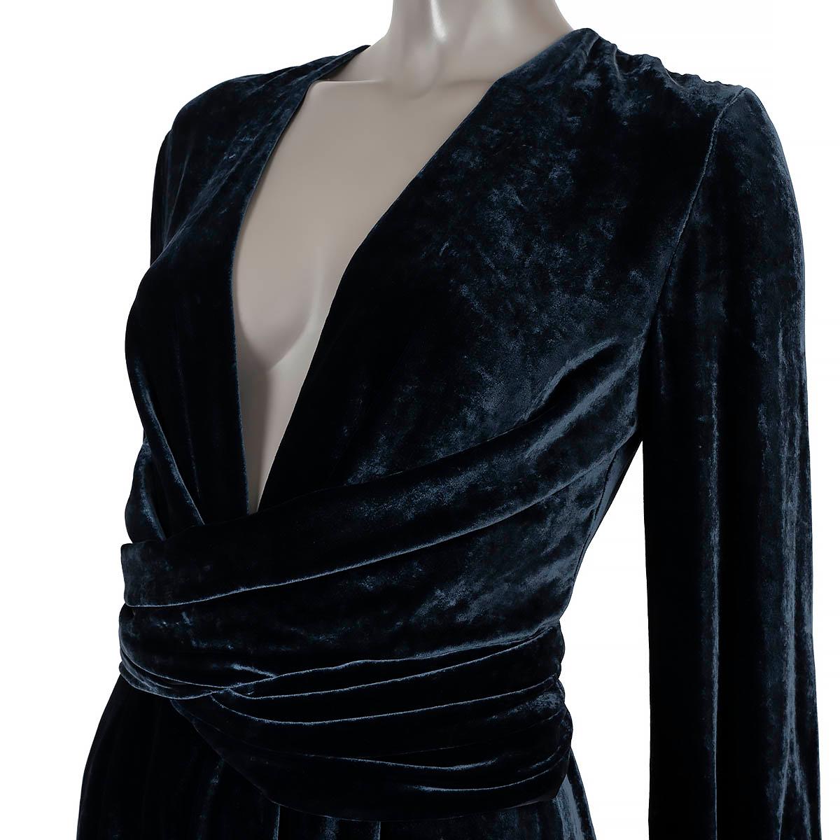 Combinaison FENDI bleu nuit 2022 BELTED WIDE-LEG VELVET 40 S Pour femmes en vente