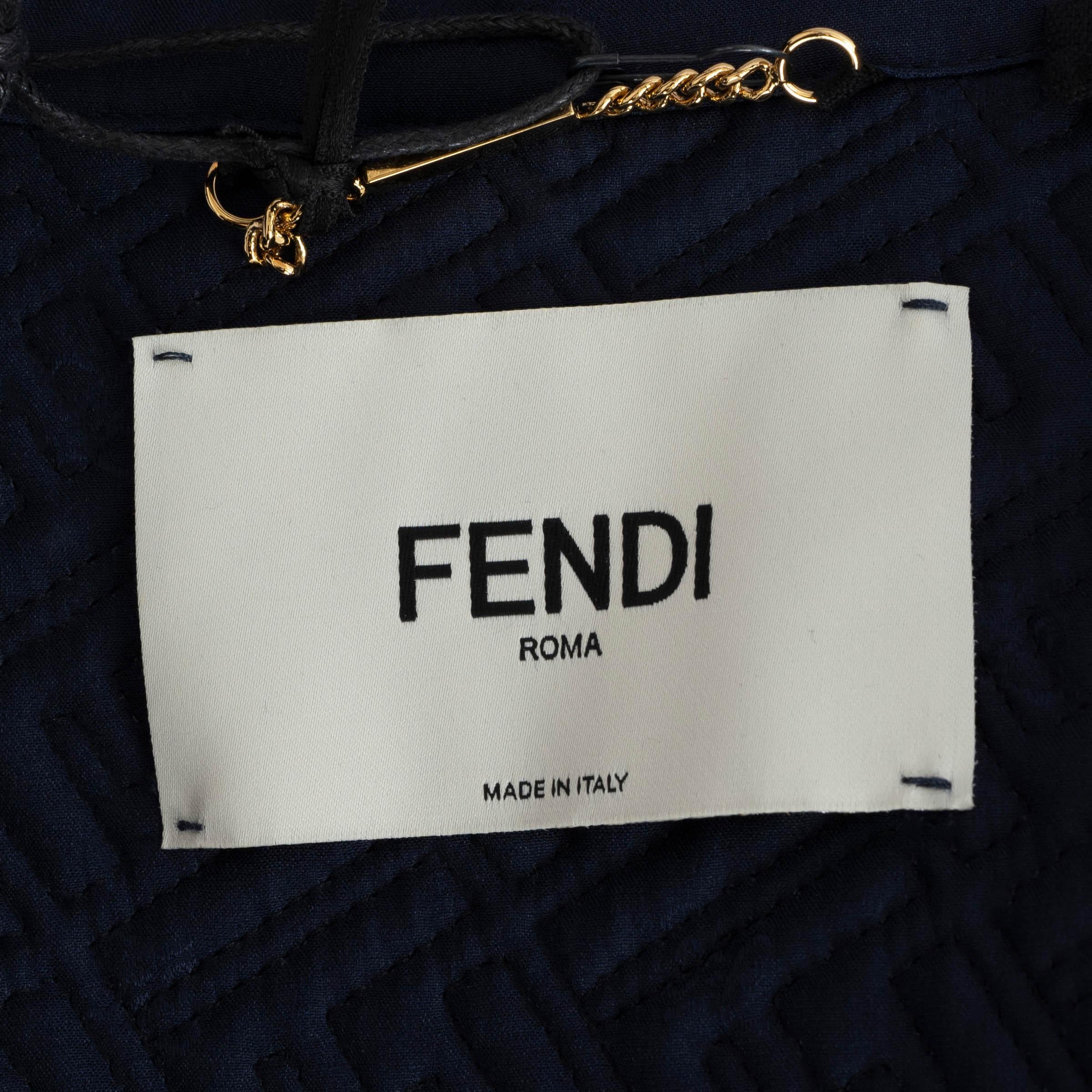 FENDI midnight blue 2022 GO-TO BELTED ZUCCA VELVET Jacket 40 S 2