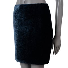 FENDI midnight blue viscose 2022 ZUCCA QUILTED VELVET MINI Skirt 42 M