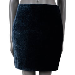 FENDI midnight blue viscose 2022 ZUCCA QUILTED VELVET MINI Skirt 42 M