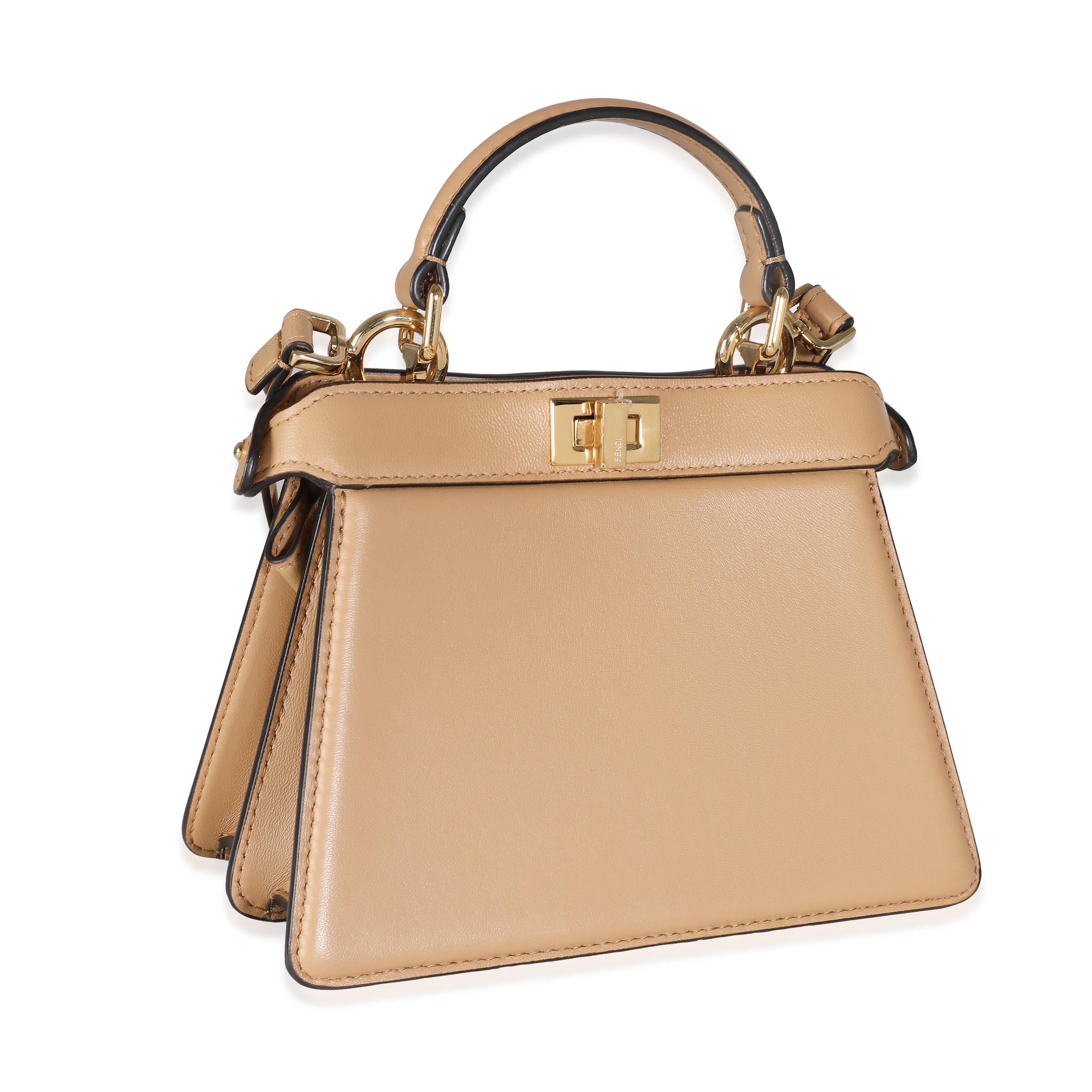 Beige Fendi Miele Scuro Nappa Padded Petite Peekaboo ISeeU Satchel
