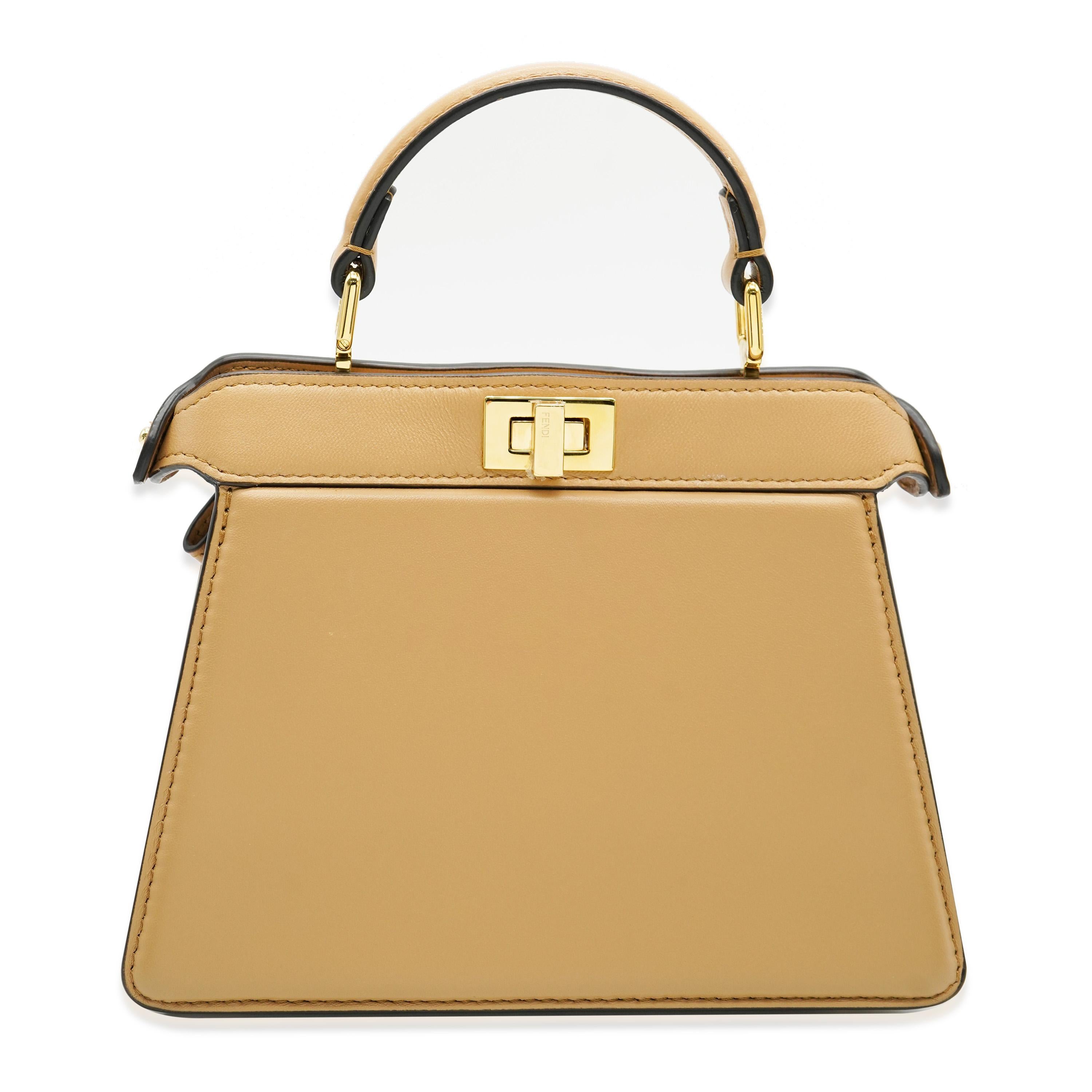 Fendi Miele Scuro Nappa Padded Petite Peekaboo ISeeU Satchel In Excellent Condition In New York, NY