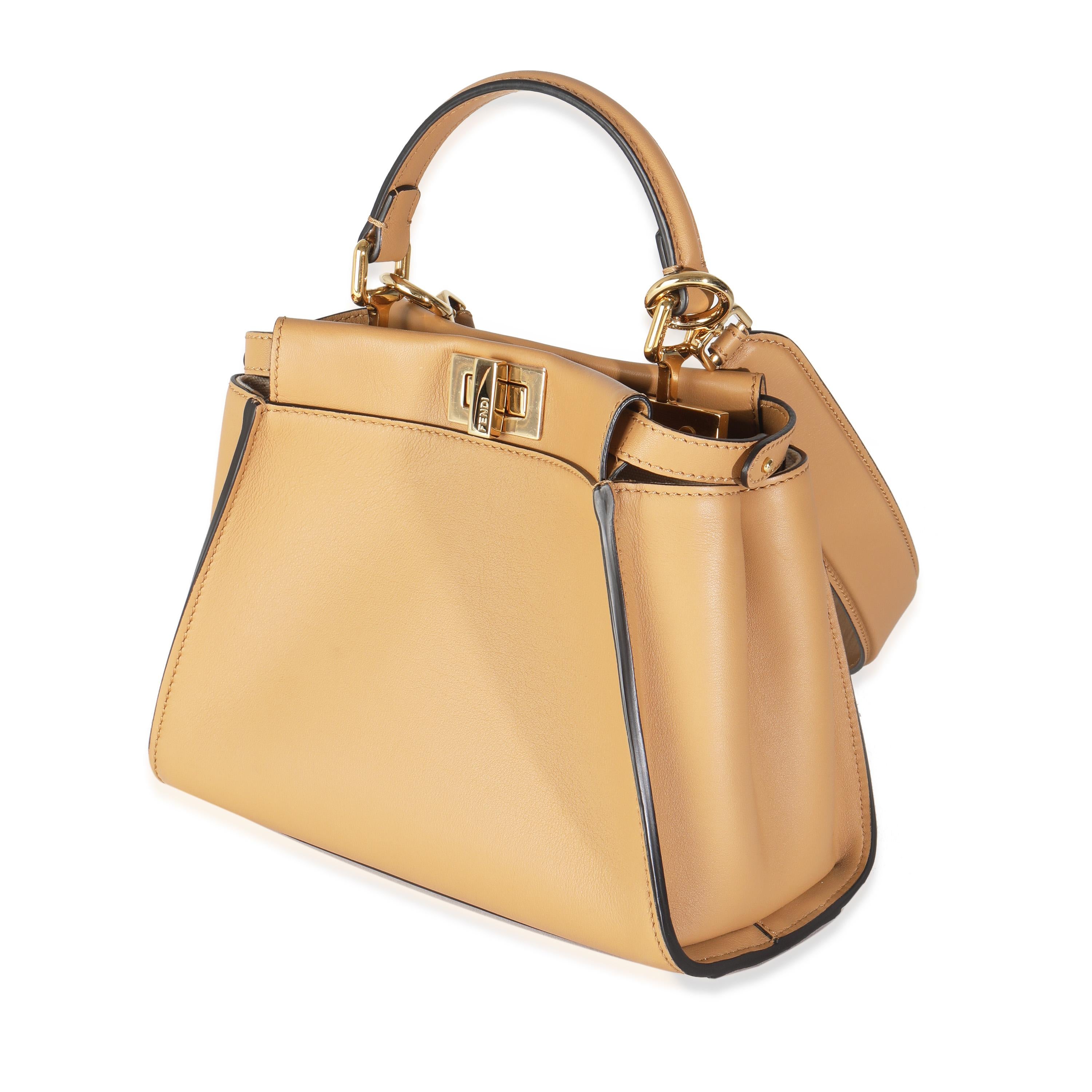 Beige Fendi Miele Scuro Nappa Petite Peekaboo I SEE U Satchel in vendita