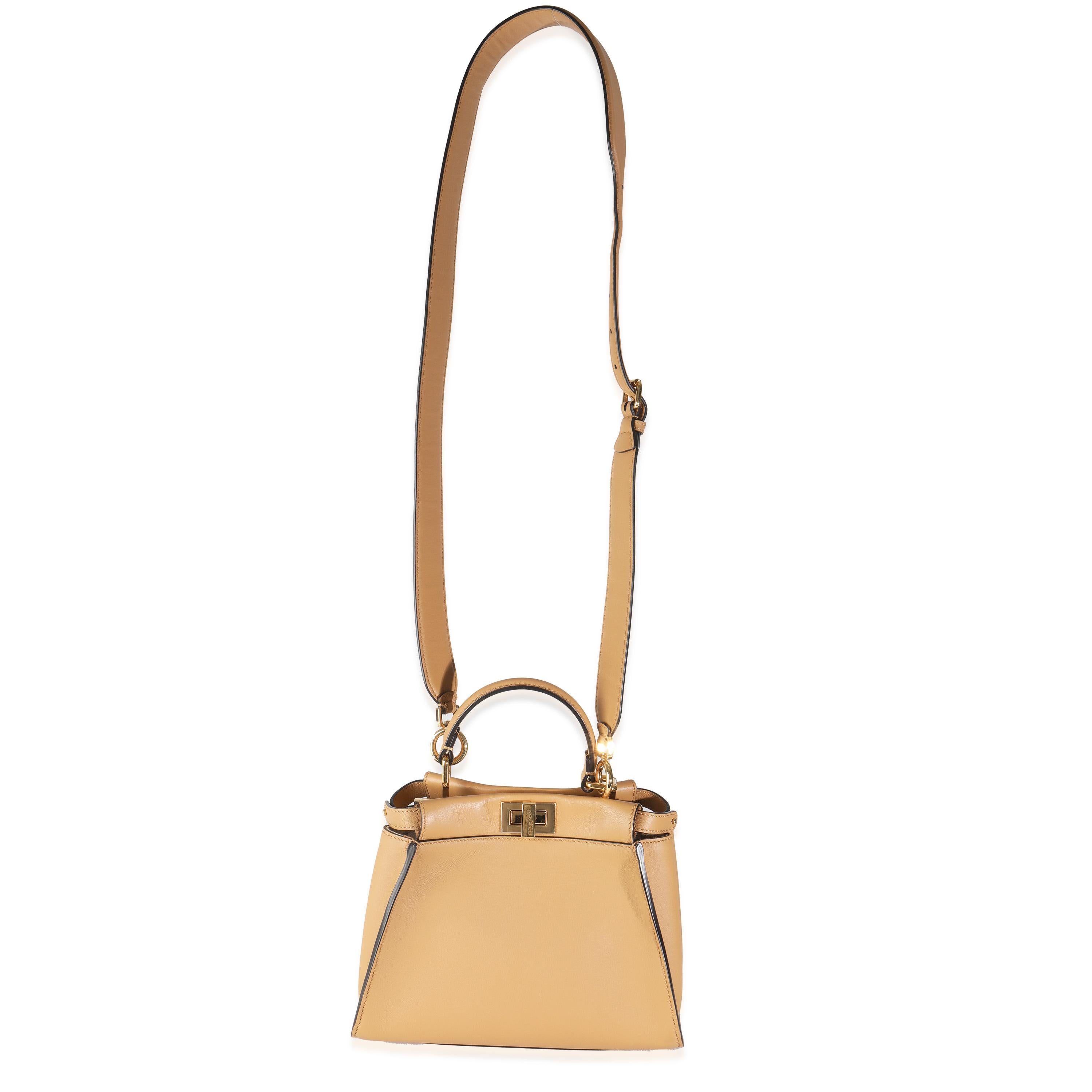 da uomo o donna Fendi Miele Scuro Nappa Petite Peekaboo I SEE U Satchel in vendita
