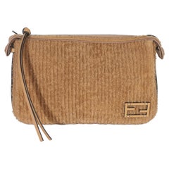 Fendi Miele Scuro Shearling Vitello Medium Simply Fendi Shoulder Bag