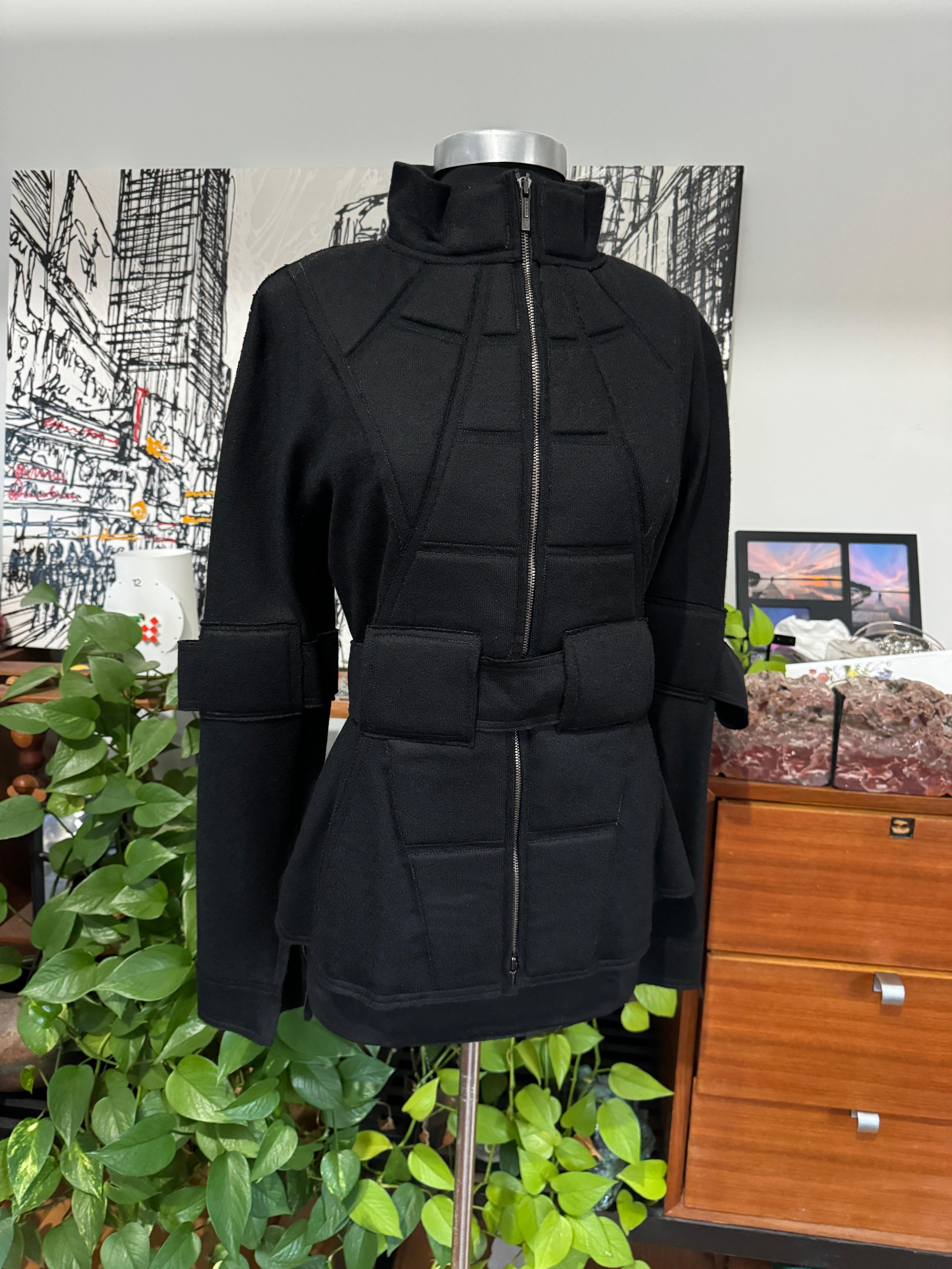 Fendi Military Quilted Space age Black Jacket For Sale 8