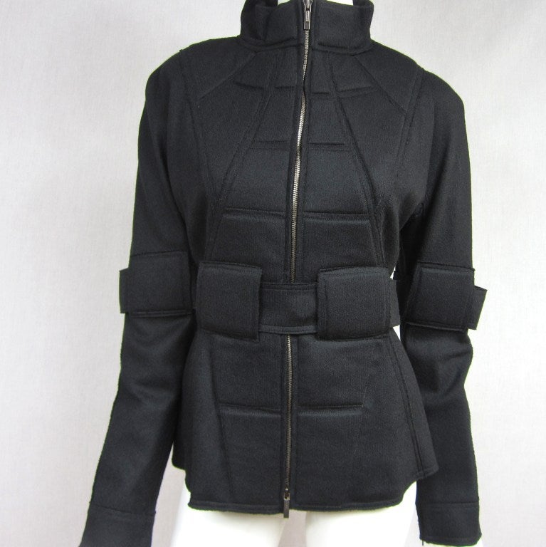  Fendi Military gesteppte schwarze Space Age-Jacke (Schwarz) im Angebot