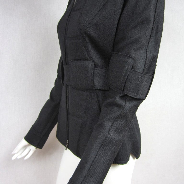  Fendi Military Quilted Space age Black Jacket In Excellent Condition For Sale In Wallkill, NY