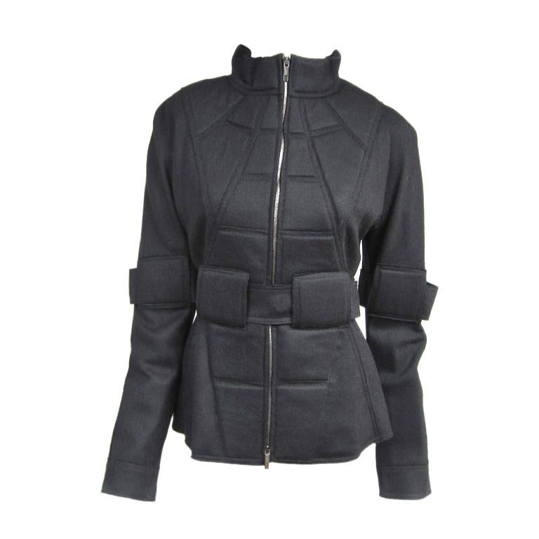 Fendi Military Quilted Space age Black Jacket For Sale