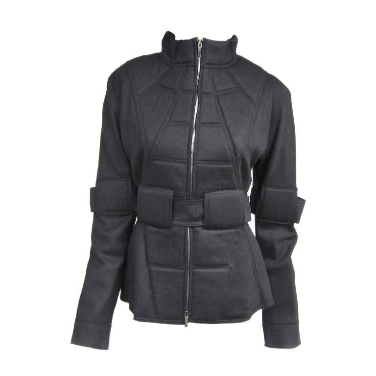  Fendi Military gesteppte schwarze Space Age-Jacke im Angebot