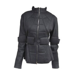 Vintage Fendi Military Quilted Space age Black Jacket