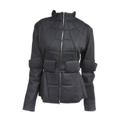  Fendi Military gesteppte schwarze Space Age-Jacke