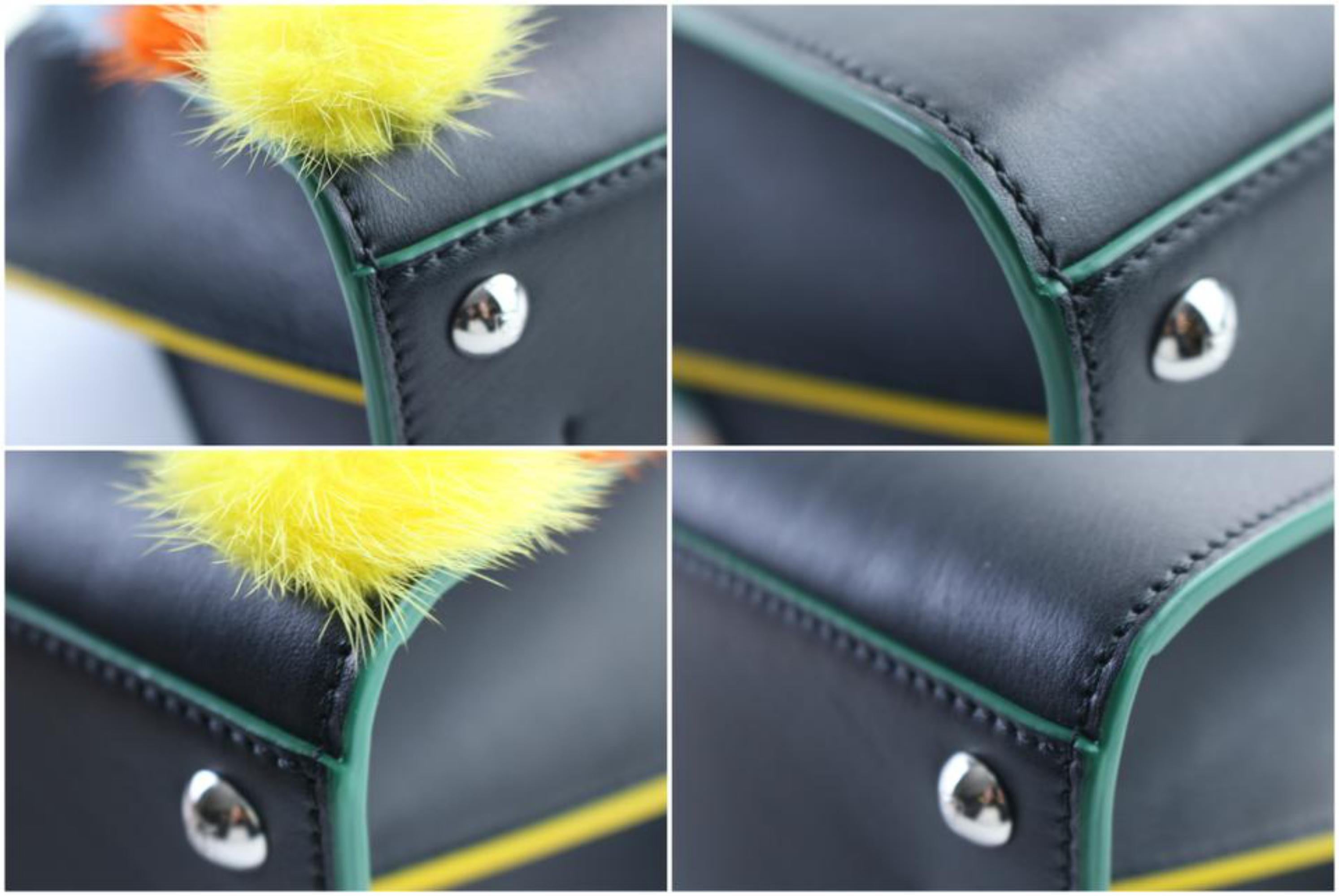 Fendi Mini 3jours Fur Pompoms 2way 4lr0501 Black Leather Cross Body Bag For Sale 7