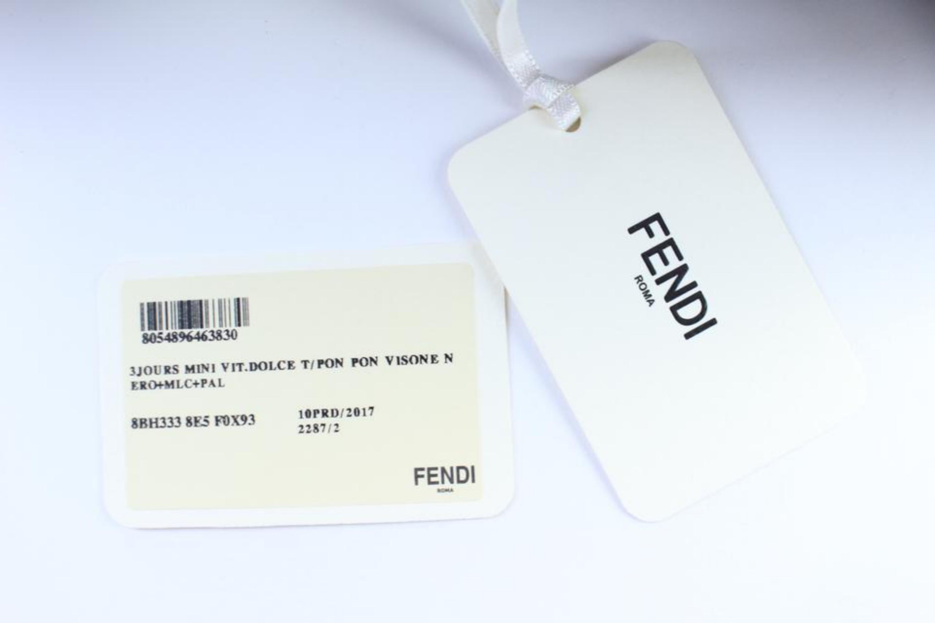 Fendi Mini 3jours Fur Pompoms 2way 4lr0501 Black Leather Cross Body Bag For Sale 8