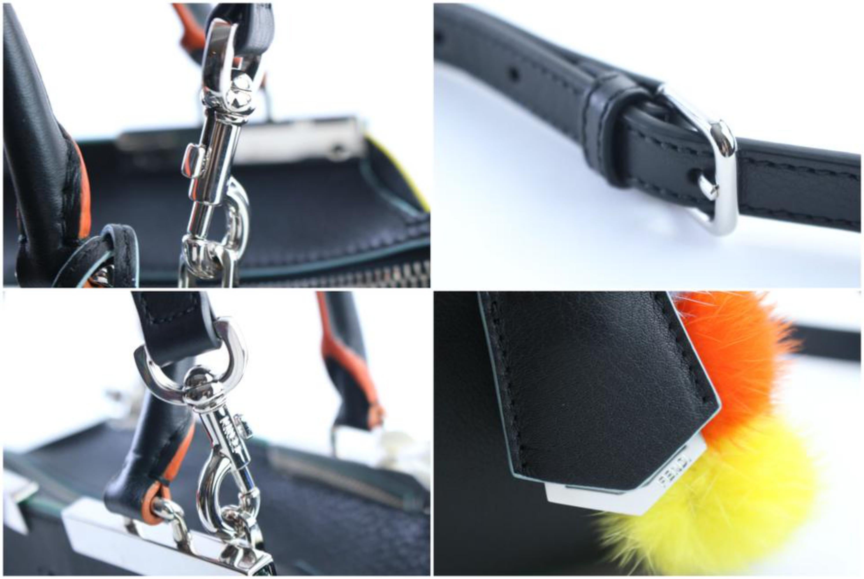 Fendi Mini 3jours Fur Pompoms 2way 4lr0501 Black Leather Cross Body Bag For Sale 5