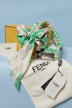 Fendi mini bag in green beige and black silk