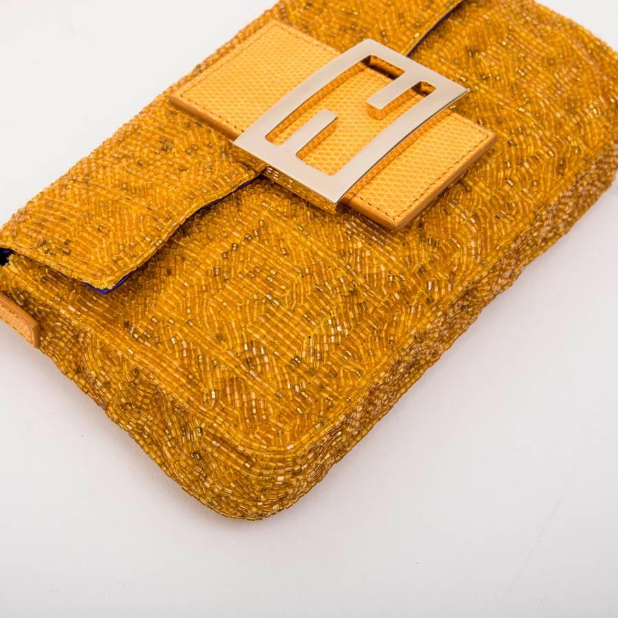 Women's FENDI Mini 'Baguette' Beaded Bag in Yellow Ocher