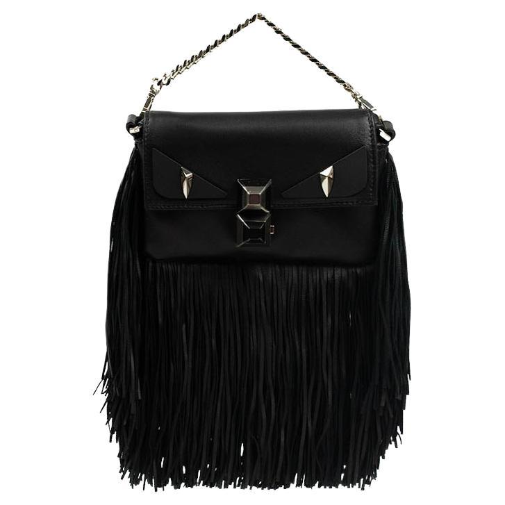 FENDI mini baguette Shoulder bag in Black Leather For Sale