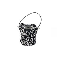 FENDI Mini Bucket White Heart Shaped Sequin Black Bag