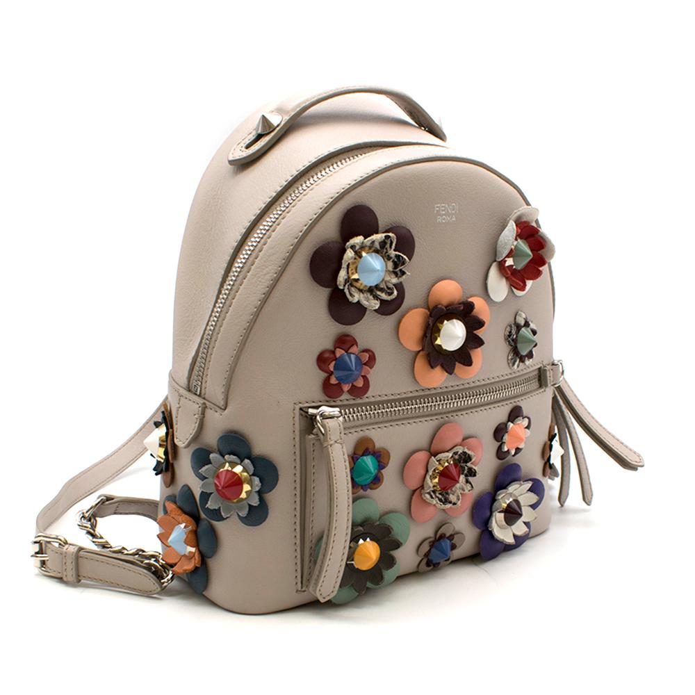 Fendi Mini Floral Appliqué Backpack one size In Good Condition In London, GB