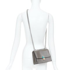 FENDI Mini Kan I grey smooth calfskin leather studded clasp shoulder bag
