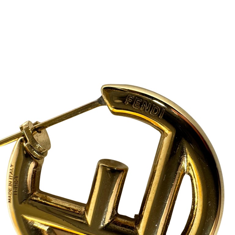Fendi F Logo Small Hoop Earrings - Gold-Tone Metal Hoop, Earrings -  FEN288946