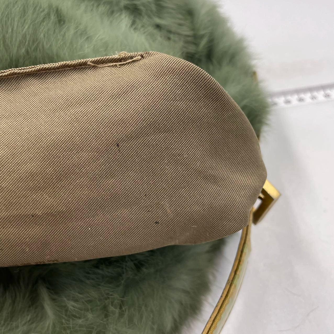 Fendi Mini Mamma Baguette Green Faux Fur For Sale 6