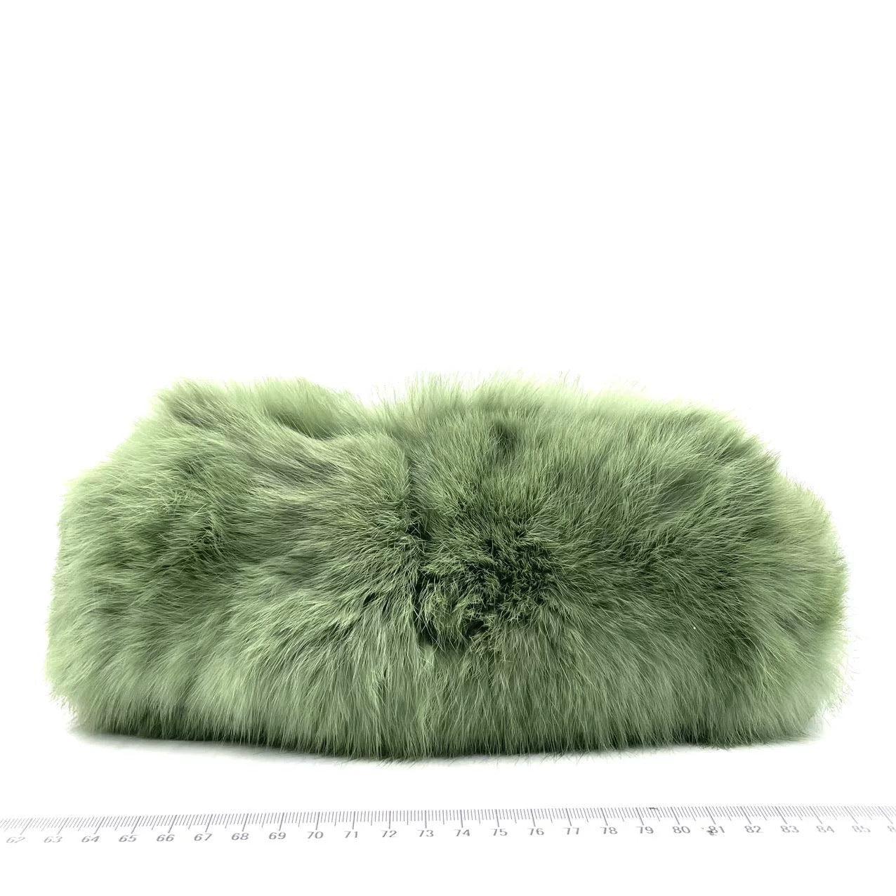 Gray Fendi Mini Mamma Baguette Green Faux Fur For Sale