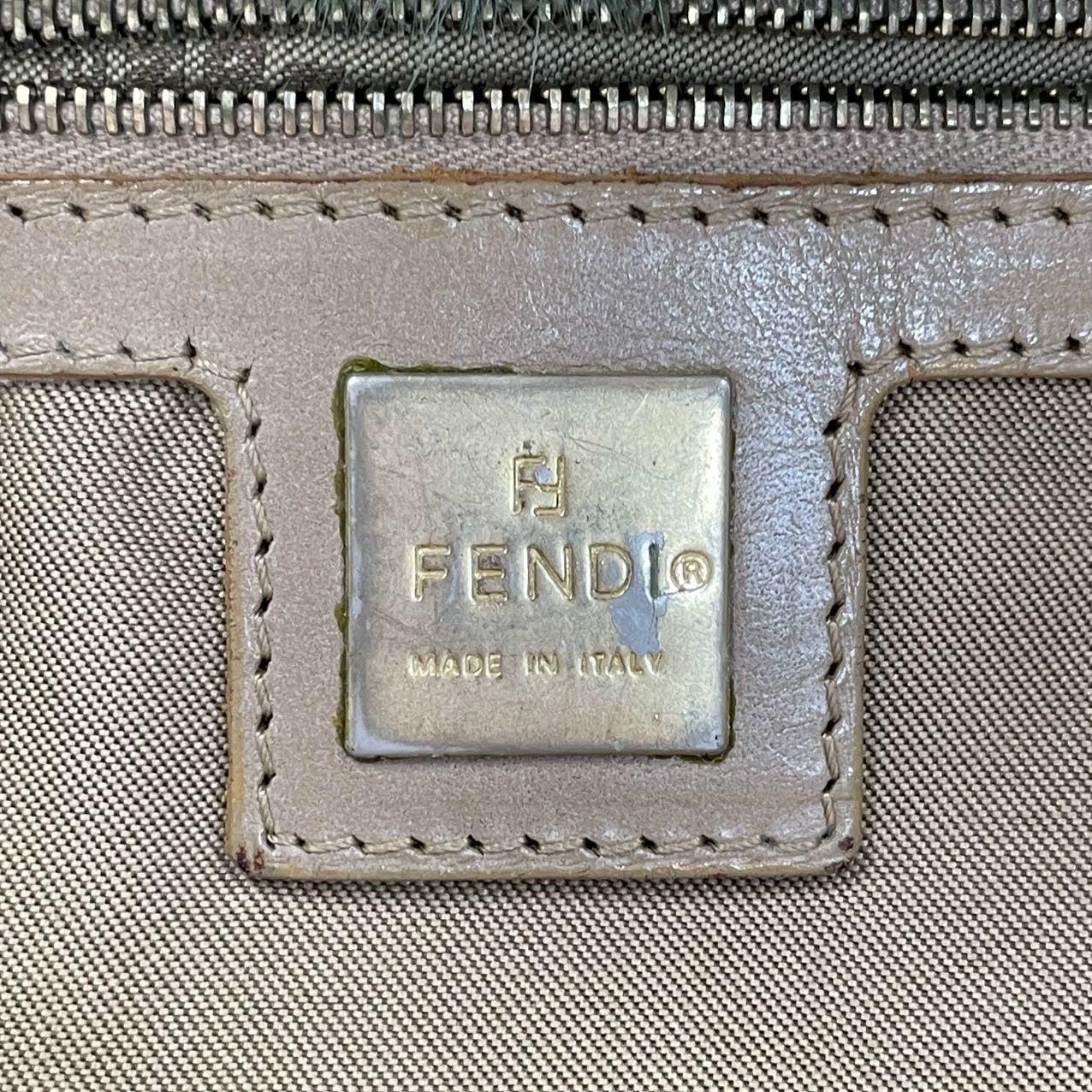 Fendi Mini Mamma Baguette Green Faux Fur For Sale 1